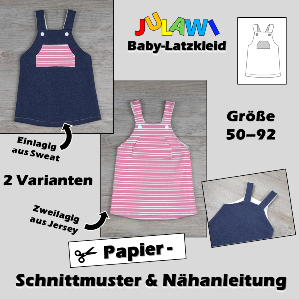 JULAWI Baby-Latzkleid Papierschnittmuster Gr50-92